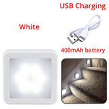 HULIANFU Motion Sensor LED Night Light Smart USB charging Battery Operated  WC Bedside Lamp For Room Hallway Pathway Toilet Home Lighting