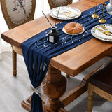 HULIANFU Sheer Chiffon Luxury Solid Color Table Runner Rustic Boho Wedding Party Bridal Shower Birthday Home Christmas Decoration