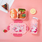 HULIANFU Unicorn Kawaii Bento Lunch Box Water Bottle for Kids Girls Boys Children School Kindergarten Mini Snack Sandwich Food Container