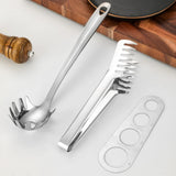 HULIANFU Pasta Scoop Food Grade Heat-Resistant Stainless Steel Noodle Tongs Pasta Spoon Spaghetti Server Colander Kitchen Supplies
