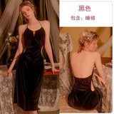 hulianfu Nightdress Women Backless Sleepwear Home Dress Sexy Spaghetti Strap Nighty Gown Sleepshirts Nightgowns Loungewear
