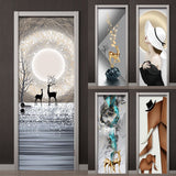 HULIANFU Light Luxury Elk Entry Door Sticker Whole Self-Adhesive Waterproof Decorative Porch Bathroom Glass Door Stickers Wall Stickers