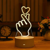 HULIANFU Romantic Love 3D Acrylic Led Lamp for Home Children Night Light Table Lamp Birthday Party Decor Valentine Day Bedside Lamp