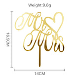 HULIANFU MR&amp;MRS Acrylic Wedding &amp; Engagement Cake Topper Lover Valentine  Day Baking Decoration You&amp;me Anniversary Cake Party Favors