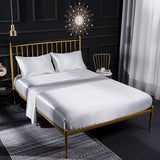 HULIANFU Luxury Emulation Silk Fitted Sheet 3/4 Pcs Sets Solid Color Satin Double Fitted Bed Sheet Set Pillowcases Queen Size Bedsheet