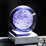 HULIANFU New 80mm K9 Crystal Solar System Planet Globe 3D Laser Engraved Sun System Ball with Touch Switch LED Light Base Astronomy Gifts