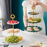 HULIANFU Table Plates Luxury Tableware Wedding Party Candy Dessert Dishes Fruit Bowl Home Cake Display Standing Kitchen Decoration Trays
