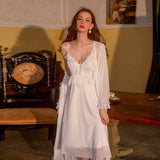hulianfu Sexy Long Robe Sets Pajamas for Women Ice Silk Sleepwear Bathrobe Backless Night Dress Lingerie Camisolas Summer Nightwear