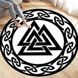 HULIANFU Viking Valknut Yggdrasil Tree of Life Area Rug Round Carpets Rugs for Living Room Bedroom Foot Pad Decoration,Non-slip Floor Mat