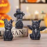HULIANFU Resin Figure Wizard Figurines Black Magic Cat Ornaments Table Art Original Gifts Cute Miniatures Modern Room Decoration
