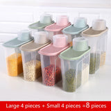 HULIANFU PP Food Storage Box Plastic Clear Container Set with Pour Lids Kitchen Storage Bottles Jars Dried Grains Tank 1.9L-2.5L H1211