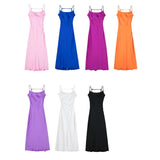 Hulianfu Pink Camis Satin Long Dresses Elegant Sleeveless Slip Holiday Party Dresses Sexy Casual Backless Summer Dresses Women 2023
