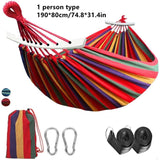 HULIANFU Outdoor Hammock Portable Garden Hammock Sports Home Travel Camping Swing Canvas Stripe Hang Bed Hammock Double Single People