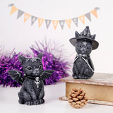 HULIANFU Resin Figure Wizard Figurines Black Magic Cat Ornaments Table Art Original Gifts Cute Miniatures Modern Room Decoration