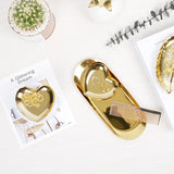 HULIANFU Nordic Stainless Steel Storage Tray Dish Jewelry Ring Organizer Bread Dessert Snack Plate Golden Heart Shaped Plate Home Decor
