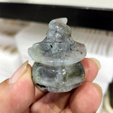 HULIANFU SkullS Pumpkin Figurine Labradorite Reiki Healing Hand Carved Home Halloween Decoration Gift 1pcs