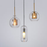 HULIANFU Sliver Bronze Loft Modern Pendant Light Glass Ball Hanging Lamp Kitchen Light Fixture Dining Hanglamp  Living Room Luminaire