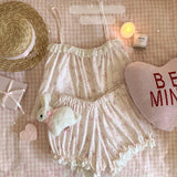 hulianfu Cute Pajama Set Women Cotton Rabbit Homewear Sleeveless Tops Shorts 2 Piece Set Sleepwear Kawaii Clothes Sweet Girls Nightwear