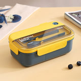 HULIANFU Lunch Box 2 Layers Grids Student Office Worker Microwave Hermetic Bento Box Outdoor Picnic Fruit Food Container with Fork Spoon