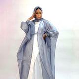hulianfu Summer Eid Djellaba Abaya Dubai Shiny Soft Puff Sleeves Muslim Dress Silky Abaya Dubai Turkey Muslim Dress Islam Abayas WY800