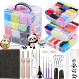 HULIANFU LMDZ 72 Colors Wool Felting Kit Needle Felting Tools DIY Handle Wool Felt Toys Making Fabric Materials Handcraft For Beginners