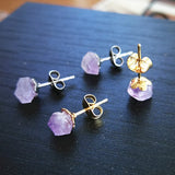 HULIANFU Natural Amethyst Rough Stone Earrings Simple and Fashionable Women  Earrings Earrings Crystal Flower Jewelry High-end Luxury