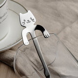 HULIANFU Stainless Steel Coffee Spoon Lovely Cute Cat Shape Teaspoon Dessert Snack Scoop Ice Cream Mini Spoons Tableware Kitchen Tools