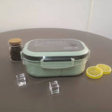 HULIANFU Portable Hermetic Lunch Box 2 Layer Grid Children Student Bento Box with Fork Spoon Leakproof Microwavable Prevent Odor School