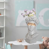HULIANFU W&amp;G Nordic Vase Home Decor Vase Creative Human Head Portrait Flower Vases Room Decoration Resin David Flower Vase Room Decor