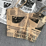 Hulianfu Women Push Up Camisole With Bra Sexy Top Women Suspender Tank Fashion Printed Newspaper Camis Female Soft Sleeveless Top