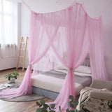 HULIANFU Mosquito Net Sexy For Queen/King Bed Grace Purple Elastic Canopy Home Prevent Insect Four Door Simple Square Black Outdoor Net