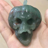 HULIANFU Natural Green Aventurine Pumpkin Skull Crystal Carving Healing Halloween Ornaments Gift Reiki Home Decoration 1pcs