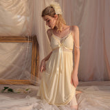 hulianfu Mesh Cloth Suspender Nightdress Long Sweet Pajamas Princess Sleepwear Sexy Ladies Chest Cushion Halter Women Home Service