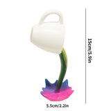 HULIANFU Resin Statues Floating Coffee Cup Art Sculpture Home Kitchen Decoration Crafts Spilling Magic Pouring Liquid Splash Coffee Mug