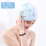 HULIANFU Microfiber Towel Hair Towel Bath Towels For Adults Women Home Embroidered Daisy Animal Coral Velvet Shower Cap Dry Hair Cap 1pc