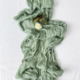 HULIANFU Semi-Sheer Gauze Table Runner Sage Cheesecloth Table Setting Dining Vintage Wedding Party Christmas Banquets Arches Cake Decor