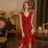 hulianfu Sexy Sleepwear Women Night Dress Teen Girl Nightwear Lounge Homewear Deep V Nightgown Camisolas Lingerie Backless Home Suit