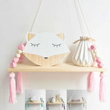 HULIANFU Nordic Nursery &amp; Kids Decor Tassels Storage Shelf Rack Wall Hanging Wood Toys Model Baby Kid Room Furnish Artic Home Decoration