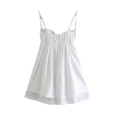 hulianfu Women Summer Spaghetti Strap White Pajamas Homewear Sexy Mini Dress Sleepwear Comfortable