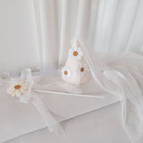 HULIANFU INS First Kids Birthday Daisy Hat Baby Girl Flower Party Hat Mesh Headwear
