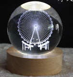 HULIANFU New 80mm K9 Crystal Solar System Planet Globe 3D Laser Engraved Sun System Ball with Touch Switch LED Light Base Astronomy Gifts
