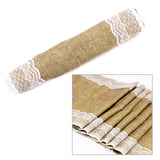 HULIANFU Rustic Burlap Lace Table Runner Natural Imitated Linen Tea Table Cover Table Runners for Wedding  Decor Christmas Birthday Party