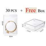 HULIANFU New Anti-oxidation Jewelry Storage Bag Desktop Drawer Organizer Transparent Necklace Bracelet Ring Holder Ziplock Bag Storage