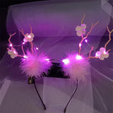 HULIANFU 2023 Luminous Elk Antler Headband Christmas Concert Forest Branch Deer Ear Headgear Hair Accessories Scenic Stage Show Photo Props