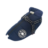 HULIANFU Large Pet Dog Jacket With Harness Winter Warm Dog Clothes For Labrador Waterproof Big Dog Coat Chihuahua French Bulldog Outfits