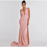 hulianfu Pullover Backless Lace Up Dress Women Off Shoulder Sleeveless Floor Length Long Robes Summer Female Sexy Prom Evening vestido