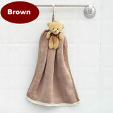 HULIANFU Quick-Dry Hand Towel Cute Bear Coral Fleece Holdable Kitchen Toilet Towel Absorbent Wipe Plush Hand Towel Bathroom Hanging Towel