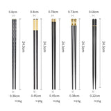 HULIANFU JANKNG 5 Pair Japanese Chopsticks Alloy Non-Slip Sushi Chop Sticks Set Chinese Gift Reusable Chopsticks Tableware Gift Kitchen