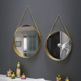 HULIANFU 2023 Decorative Mirror Nordic Wrought Iron Round Wall-mounted Bathroom Dormitory Home Decor Looking Glass Washstand Makeup Mirror
