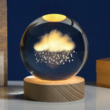HULIANFU New 80mm K9 Crystal Solar System Planet Globe 3D Laser Engraved Sun System Ball with Touch Switch LED Light Base Astronomy Gifts
